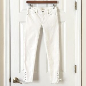 Levi's 711 Classic Low Rise Cropped Lace Up Ankle Cropped Skinny Jeans White 25